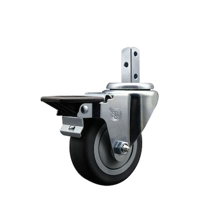 Service Caster 3.5'' Thermoplastic Rubber Swivel 3/4'' Square Stem Caster with Brake SCC-SQ20S3514-TPRB-PLB-34